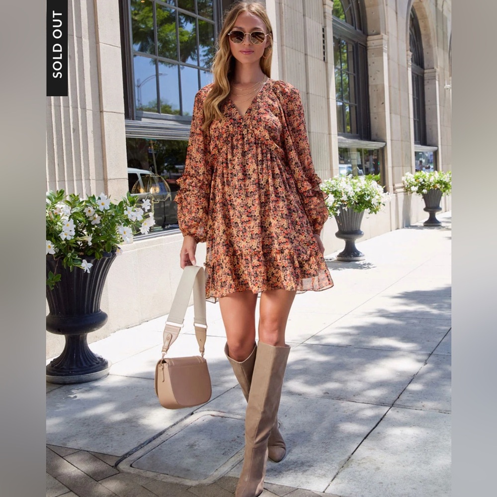 NWOT Flower Maze Tiered Floral Ruffle Mini Dress